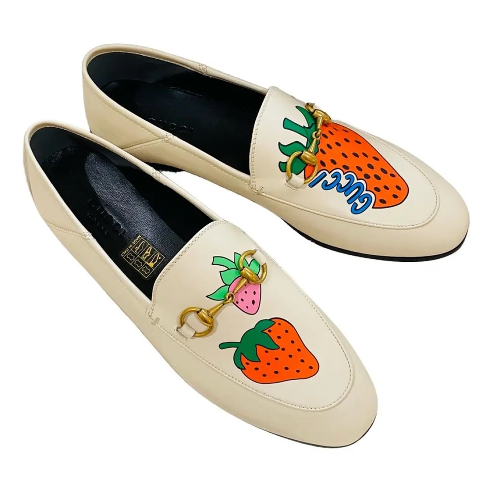 Gucci Calfskin Strawberry Brixton Horsebit Loafers